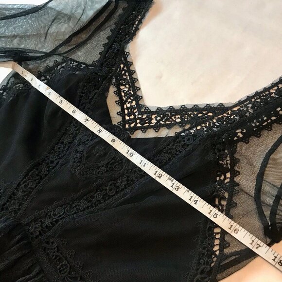 Free People Victorian‎ Black Lace Goth Sheer Mesh Mini Dress Size 10 New - Picture 7 of 12